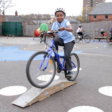 Boy on bike in playground