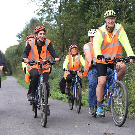 Tandem riders cycling on the Castleford Greenway